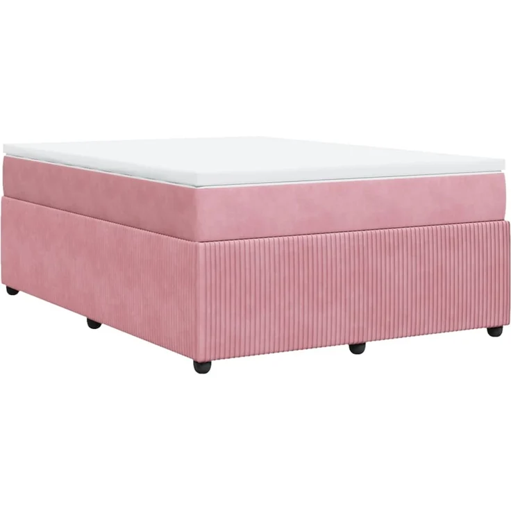 vidaXL Boxspringbett mit Matratze Rosa 140x200 cm Samt 3285649 – Bild 9