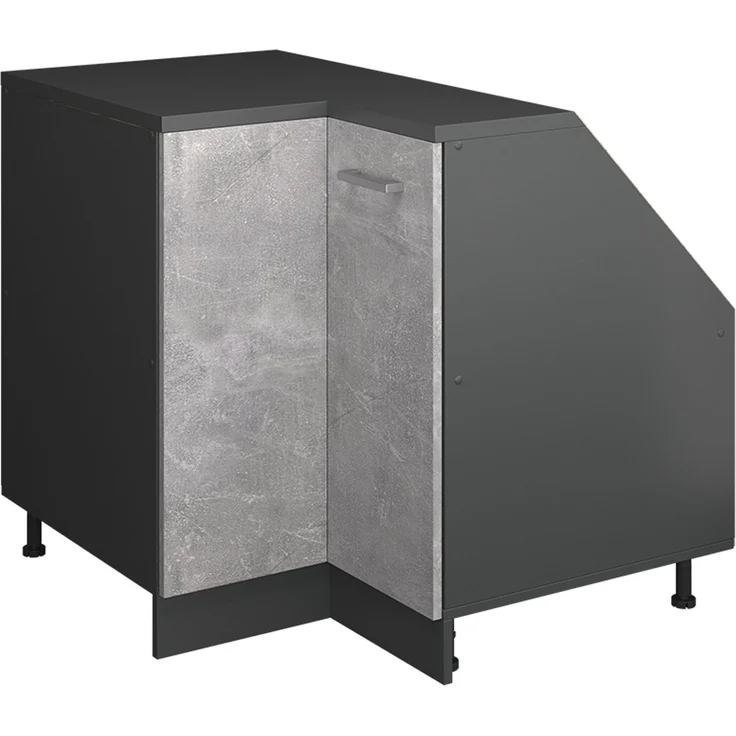 Eck-Küchenschrank für Dachschrägen R-Line Beton 75.6 cm mit 1 Tür, Schrankkorpus 60 cm Tiefe Vicco – Bild 1