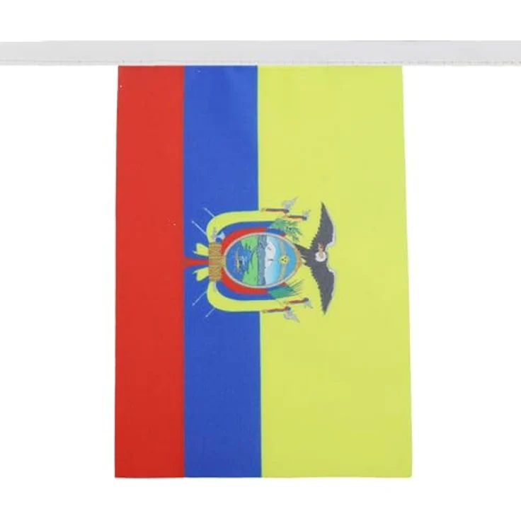 AZ FLAG - Fahnenkette Ecuador 6 Meter Mit 20 Flaggen - 21x14 cm - Ekuadorianische Girlande Flaggenkette 14 x 21 cm – Bild 2