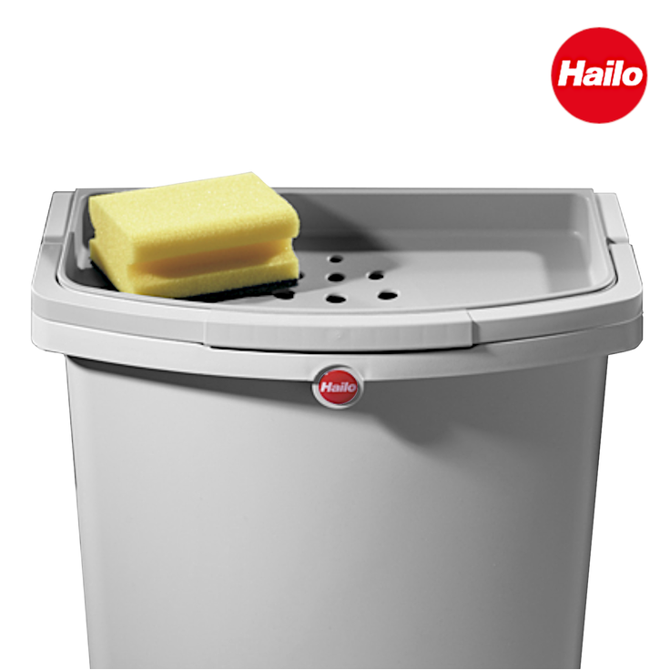 Hailo Multifunktionseimer 1068099 hellgrau mit Deckel und Wandhalter 318 x 179 x 315 mm – Bild 7