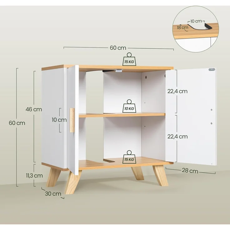 EUGAD Waschbeckenunterschrank (1-St) Badezimmerschrank mit 2 Türe Weiß – Bild 3