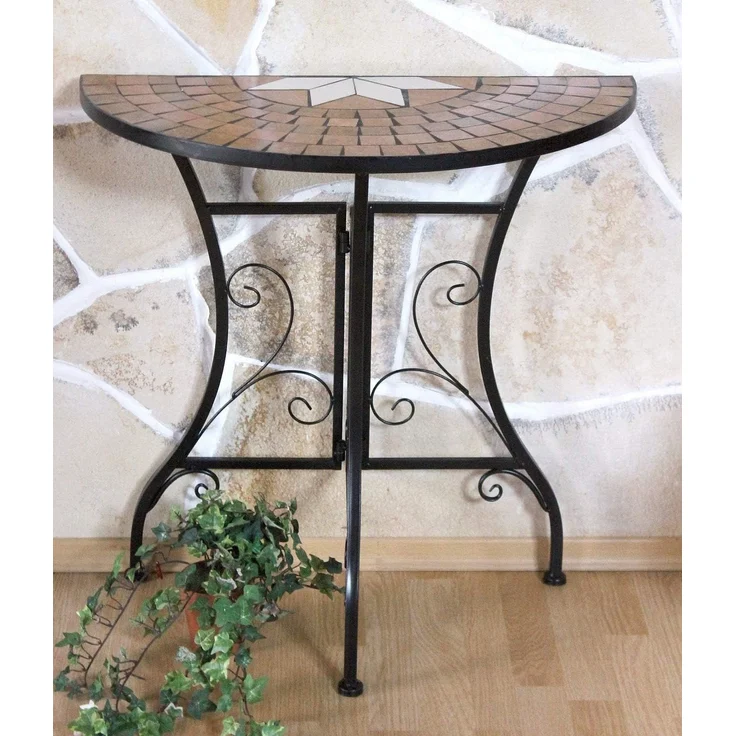 DanDiBo Tisch Halbrund Konsolentisch Wandtisch 120041 Beistelltisch Metall Mosaik 70 cm – Bild 7