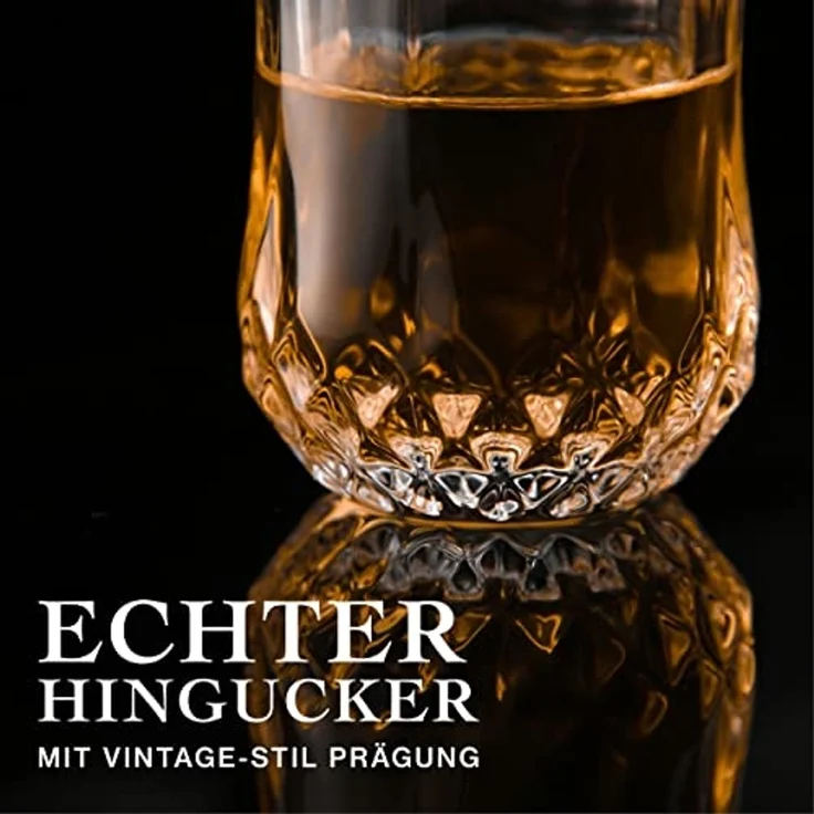 Praknu Schnapsglas 6 Schnapsgläser Kristall 4cl Curvy Whiskygläser Set, Kristallglas, Spülmaschinenfest - Standfest dank dickem Boden - Vintage Design – Bild 4
