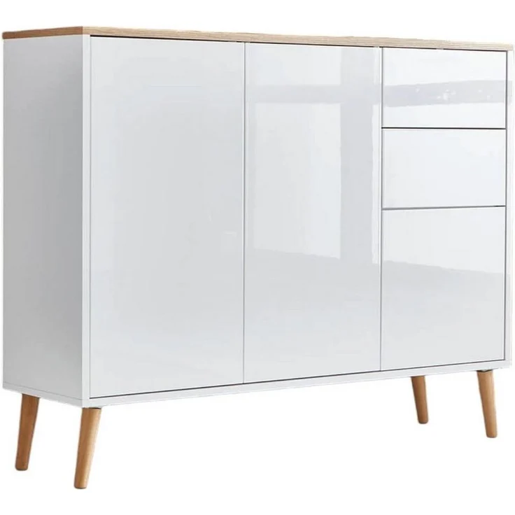 BMG Möbel Kommode Mailand (Schubladenkommode Sideboard Kommode Anrichte, mit Massivholzfuß), Push-to-open-Funktion – Bild 3