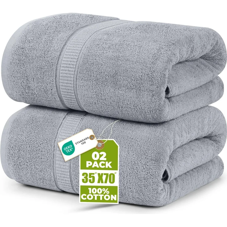 Utopia Towels 2er Badetücher Duschtücher Groß Baumwolle 90 x 180 cm Kühles Grau