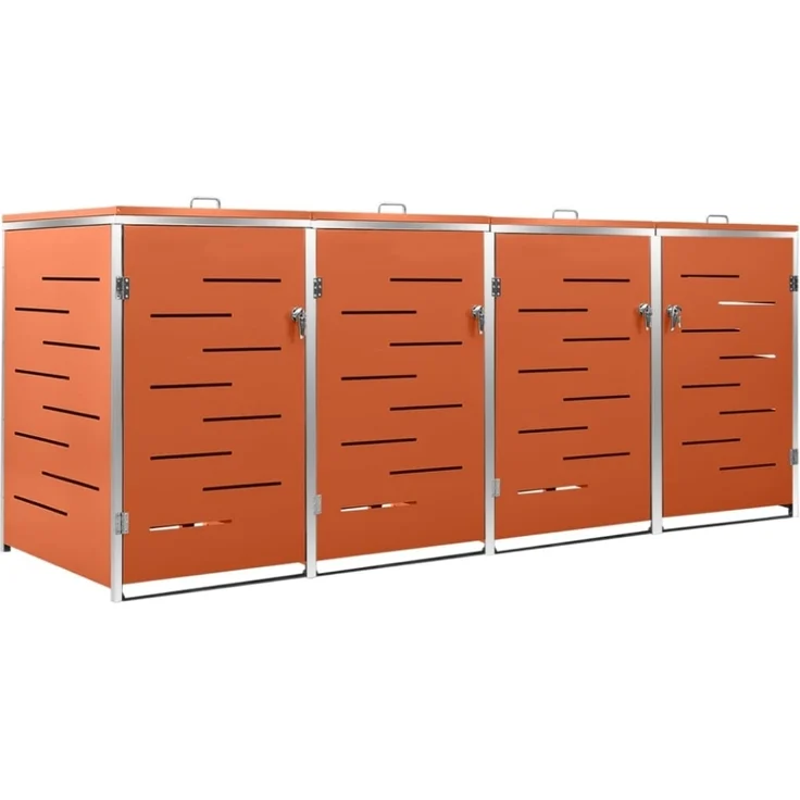 vidaXL Mülltonnenbox für 4 Tonnen 276,5x77,5x112,5 cm Edelstahl 149565 – Bild 2