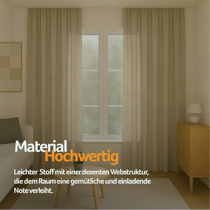 Bestlivings Gardine "Ellen" mit Universalband (2 St), Kräuselband, blickdicht, in moderner Satin-Optik, einfarbig, modern, waschbar bei 30°C – Bild 2