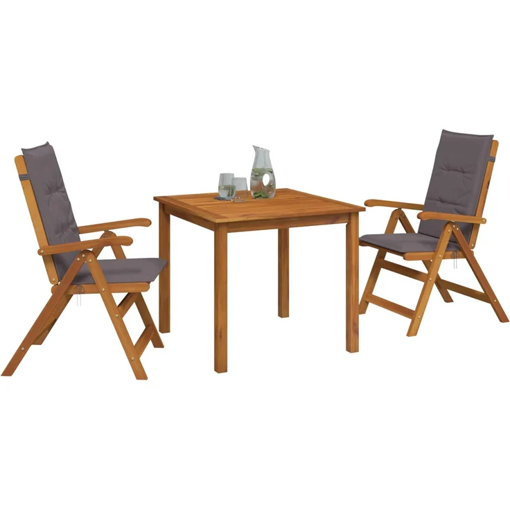 vidaXL 3-teilige Garten-Essgruppe 2-Sitzer Anthrazit Massivholz Akazie 3434591 – Bild 3