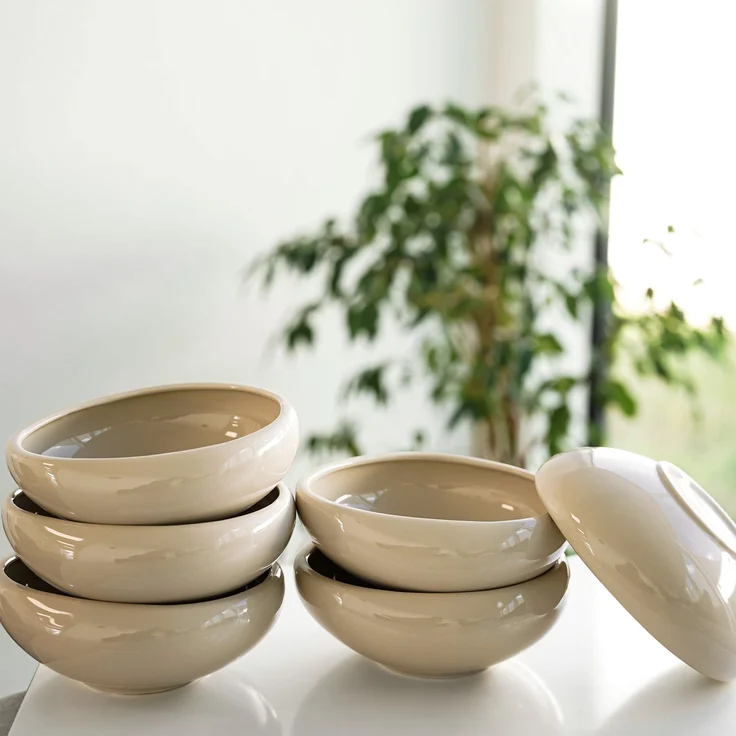 Wave Biscuit 6er-Set Suppenschalen aus hochwertigem Porzellan - 15 x 5,5 cm – Bild 3