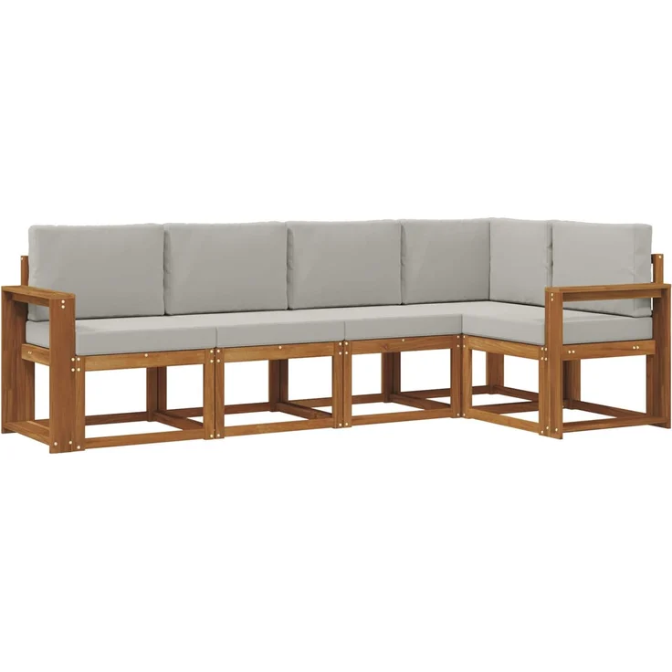 vidaXL Outdoor-Sofagarnitur 5 stk. 5-Sitzer Natur und Hellgrau 3366399 – Bild 2