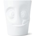 Schmunzel Henkelbecher lecker in weiß 350ml