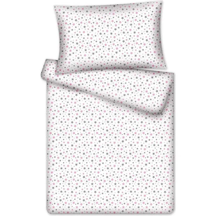KiGATEX Kinderbettwäsche Stars 100% Baumwolle 40x60/100x135 cm, Reißverschluss – Bild 1