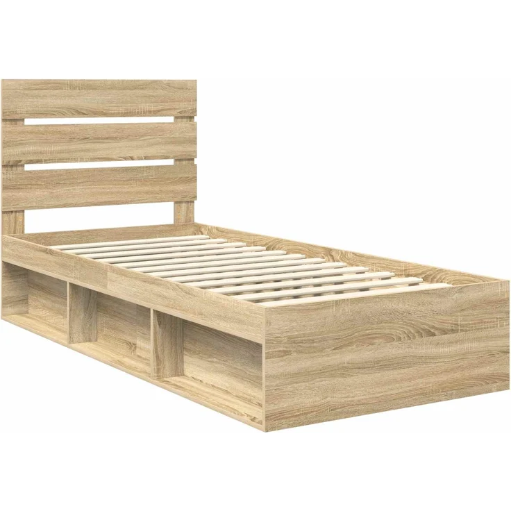vidaXL Bettrahmen Sonoma-Eiche 90 x 200 cm Massives Kiefernholz 3411786 – Bild 3