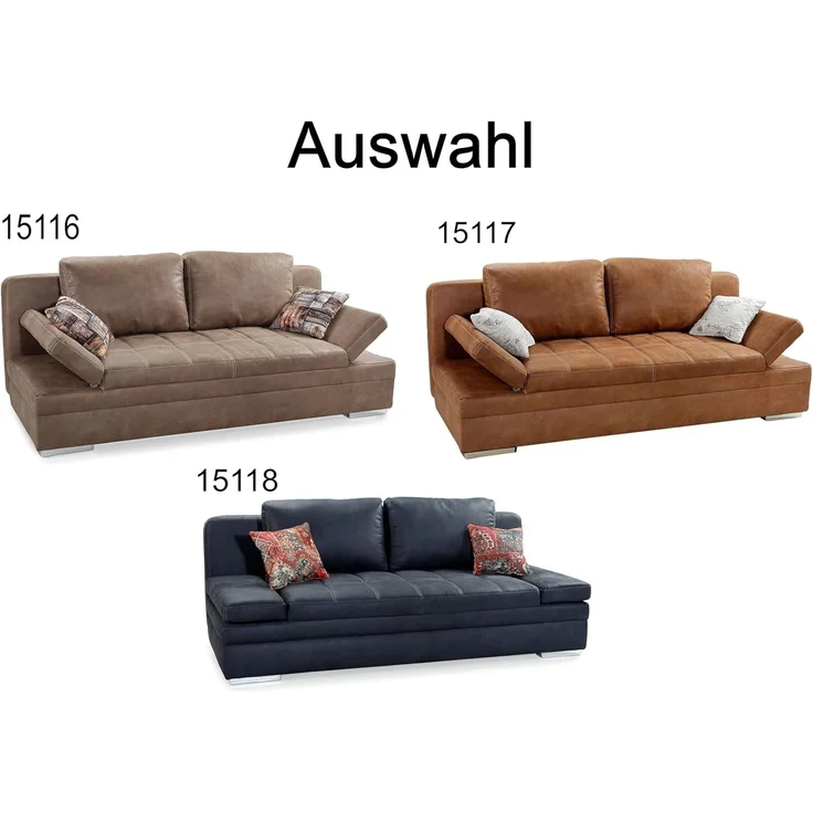 Schlafsofa Armlehnen verstellbar Bettkasten Couch Steppung Antiklederoptik Braun – Bild 8