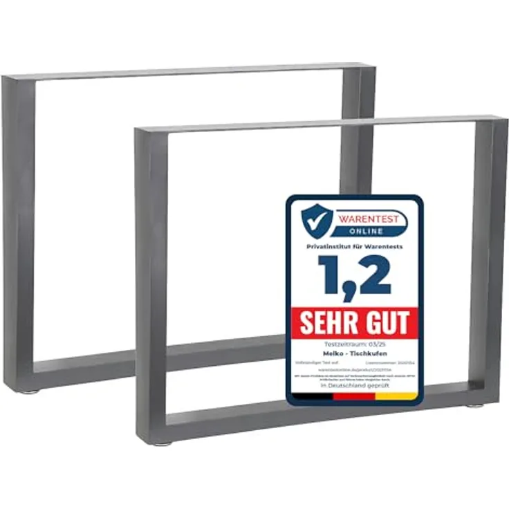 Tischuntergestell 90x72 cm Möbelfüße Grau Tischbeine Industrie Bankkufen Stahl