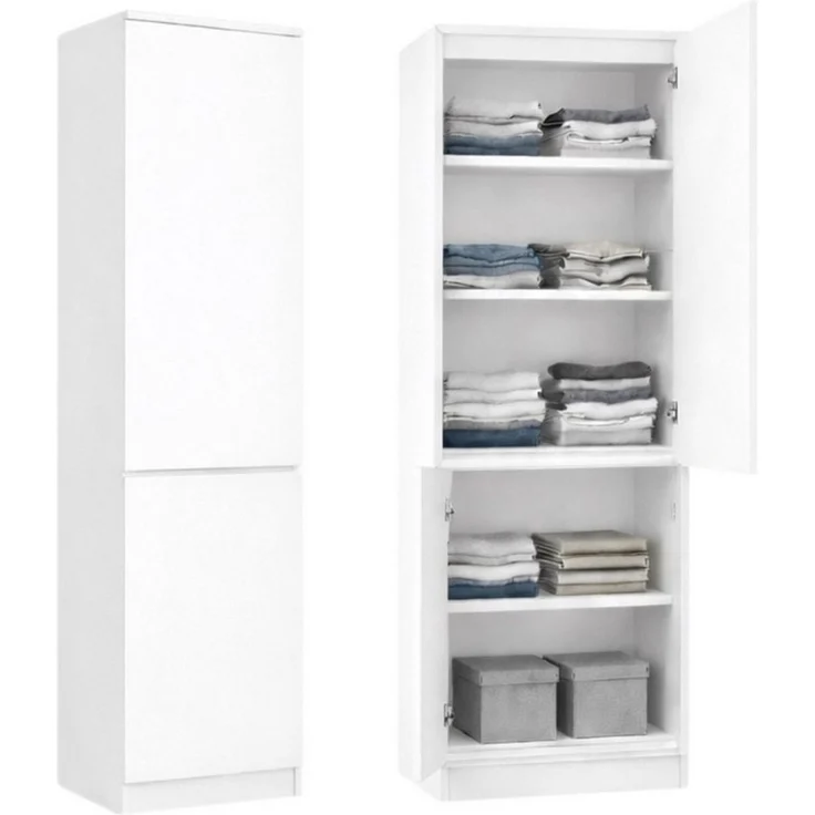 Home Collective Kleiderschrank Garderobenschrank Mehrzweckschrank Schrank platzsparend & vielseitig (50 x 40 x 180,5 cm (BxTxH), ideal für Schlafzimmer Flur & Arbeitszimmer) mit 2 Türig & 5 Einlegeböden in weiß – Bild 5