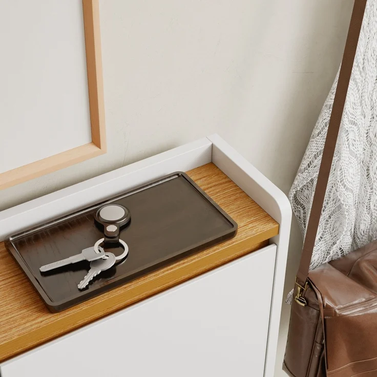 SoBuy FSR229-E-WN Schuhschrank, Schuhkipper, Schuhregal, Spanplatte, Melamin, Weiß, 121 x 126 x 15 cm – Bild 6