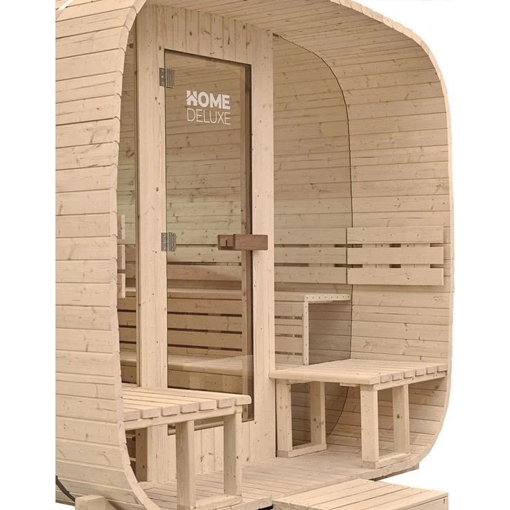 XXL Luxus Outdoor Fasssauna 260x230 cm SET Sauna inkl. 10,5 KW Saunaofen 6 Pers. – Bild 13