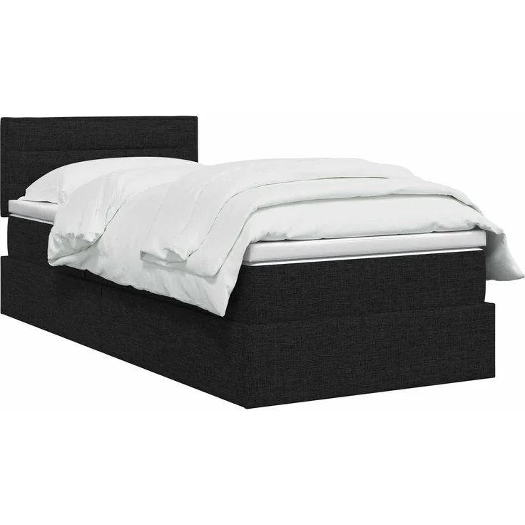 vidaXL LED-Speicherbett mit Matratze Schwarz 90 x 190 cm Stoff 3458969 – Bild 3