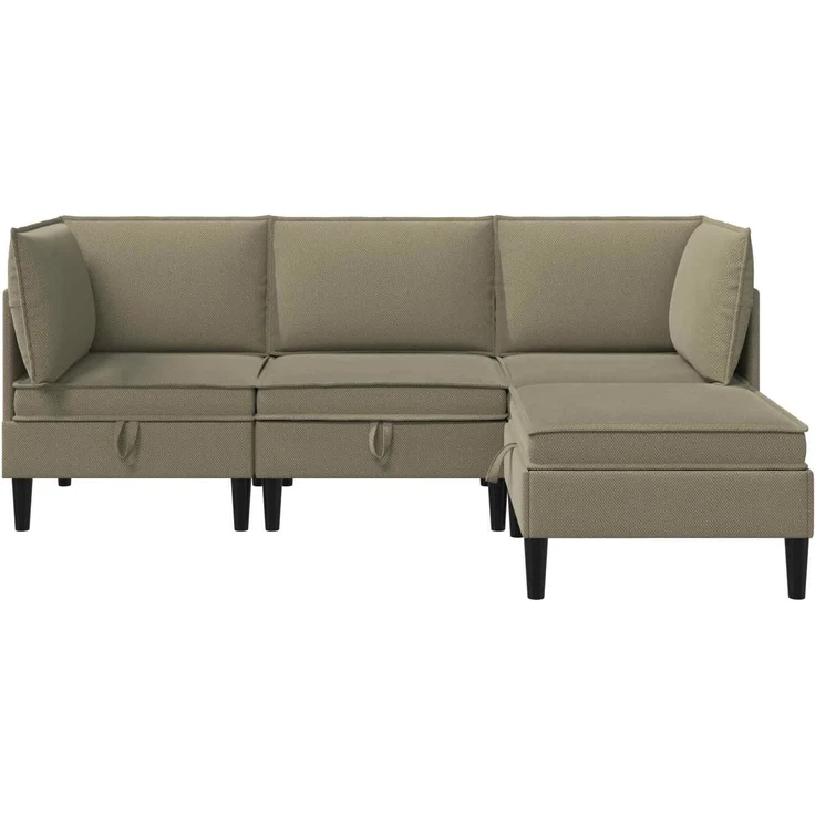vidaXL Wohnzimmergarnitur 4 pcs Khaki Stoff 3413795 – Bild 7
