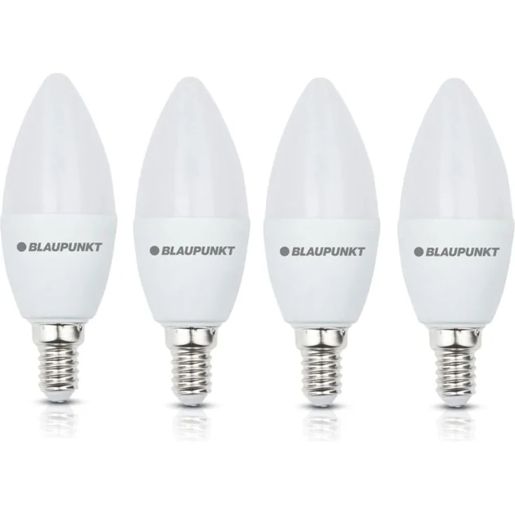 Blaupunkt LED E14 Birne – Kerze – LED-Leuchtmittel – Tageslichtbeleuchtung – 7W – Ersatz für 50W Glühbirne – Naturweiß 4000K – 680 Lumen – Energie- und Kostensparendes Licht – Led Lampen – 4-er Pack