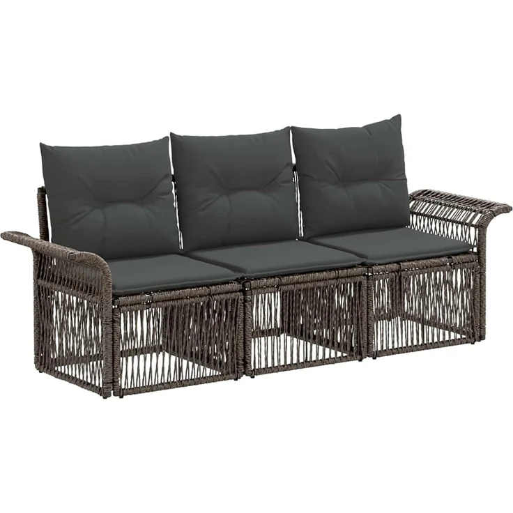 vidaXL Gartensofa-set 3 stk. 3-Sitzer Grau Poly-Rattan 3434747 – Bild 1