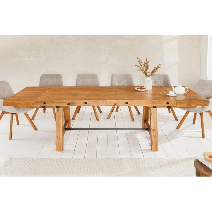riess-ambiente Esstisch FINCA 300-400cm vintage braun (Einzelartikel, 1-St), recyceltes Pinie-Massivholz · inkl. 2 Ansteckplatten · bis 16 Personen – Bild 2