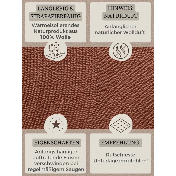 HANSE Home Wollteppich Calmio, auch als Läufer und in rund, rund, Höhe: 18 mm, Handgetuftet, Wolle, Natur, Wohnzimmer, Schlafzimmer, Skandi, Hygge – Bild 4