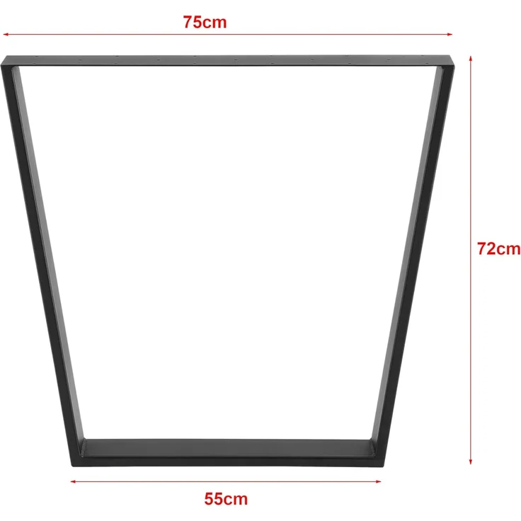 2er-Set Tischgestell 55 - 75 x 72 cm Stahl Schwarz Matt en. casa – Bild 4