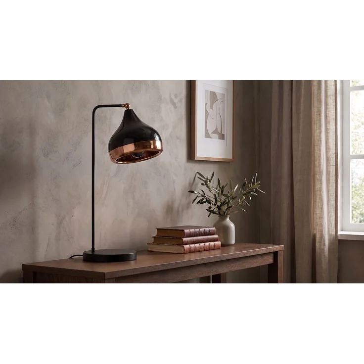 KAWOLA Tischlampe AVENOR Metall schwarz kupfer 52 x 26 x 17 cm – Bild 2