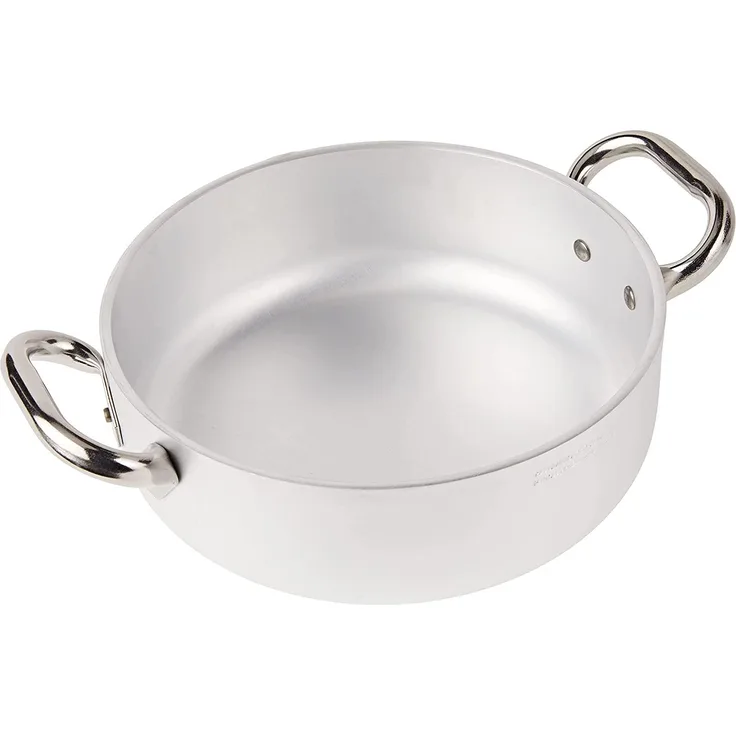 Pentole Agnelli Kasserolle zylinderförmig, langsame, Strahlentherapie, aus Aluminium, Dicke 5 mm, mit 2 Griffen aus Edelstahl, Silber 24 cm silber - schwarz