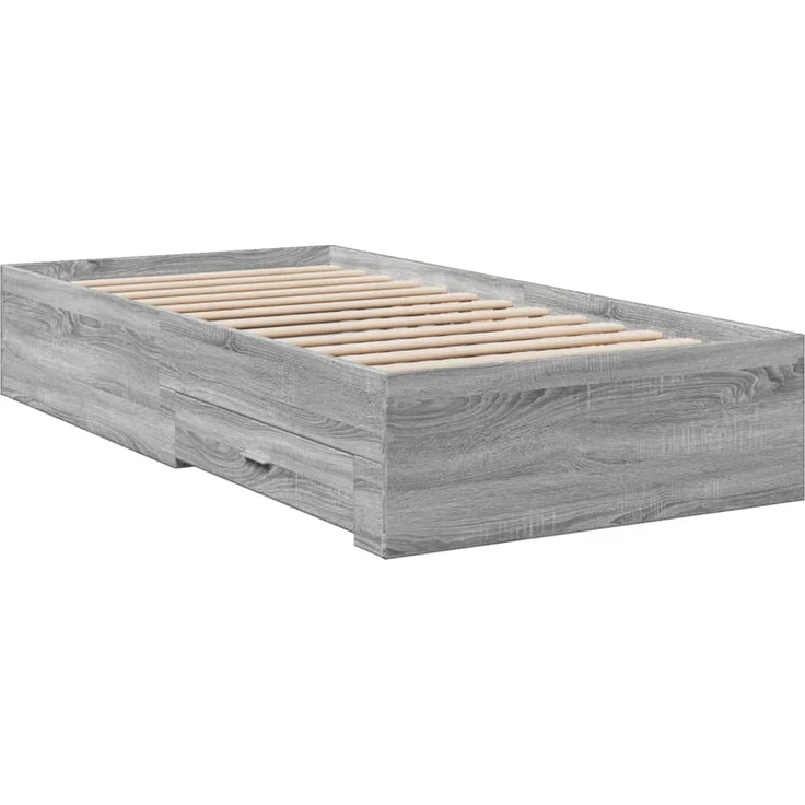 vidaXL Bettgestell mit Schubladen Grau Sonoma 90x190 cm Holzwerkstoff 3280438 – Bild 3