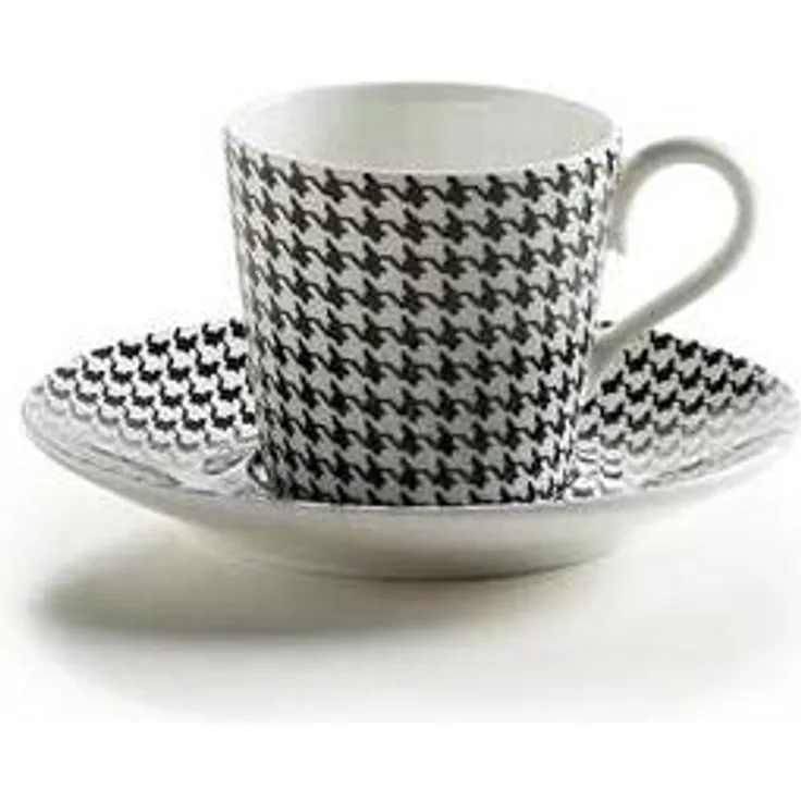 Maxwell & Williams ART DECO Espressotasse Hahnentritt mit Untere, Bone China Porzellan