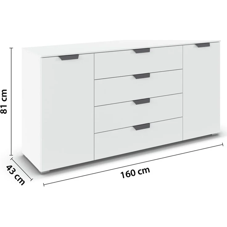 rauch Aditio Box, Kommode, 2-türig, 4 Schubladen, mit Softclose-Funktion, Farbe Weiß, BxHxT 160x81x43cm – Bild 4