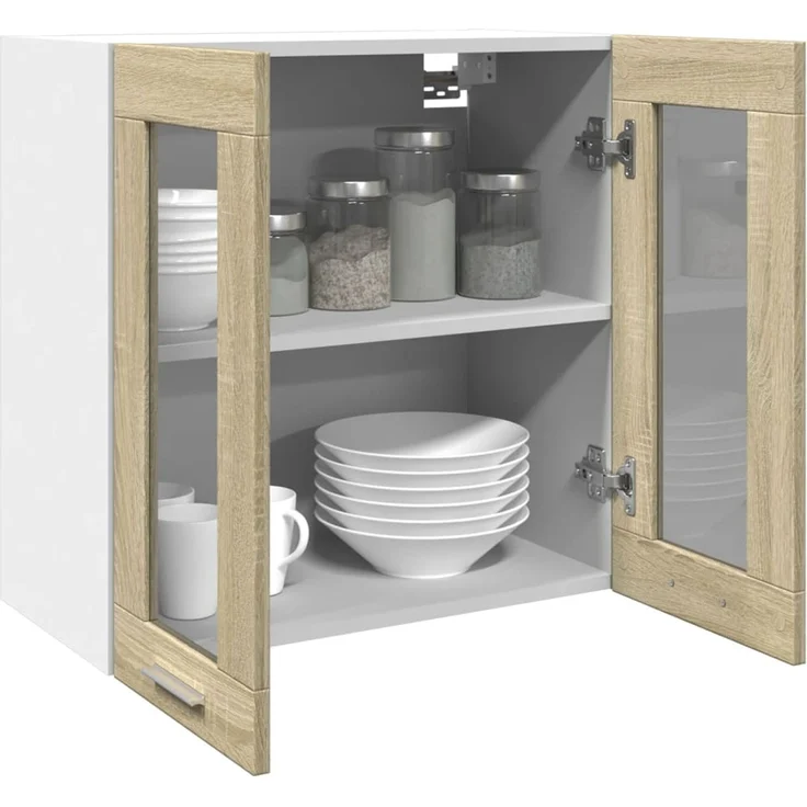 vidaXL Hängeglasschrank Sonoma-Eiche 60x31x60 cm Holzwerkstoff 849632 – Bild 4
