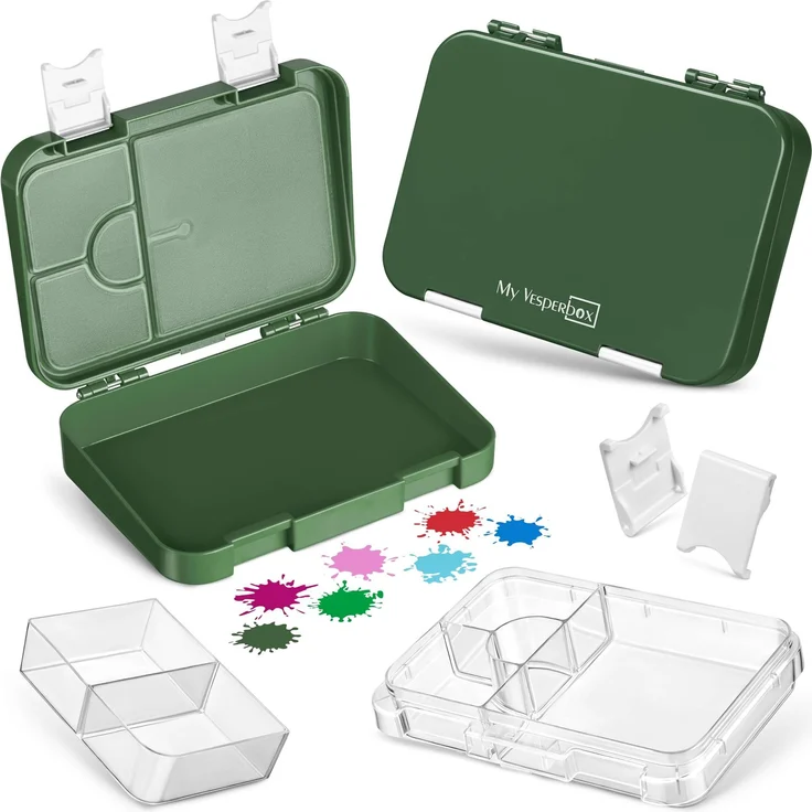 My Vesperbox® Brotdose für Kinder mit Fächern [LEN] - Lunchbox mit Trennfächern - Bento Box - Jausenbox - Brotzeitbox für Schule & Kindergarten - Vesperdose für Jungen & Mädchen