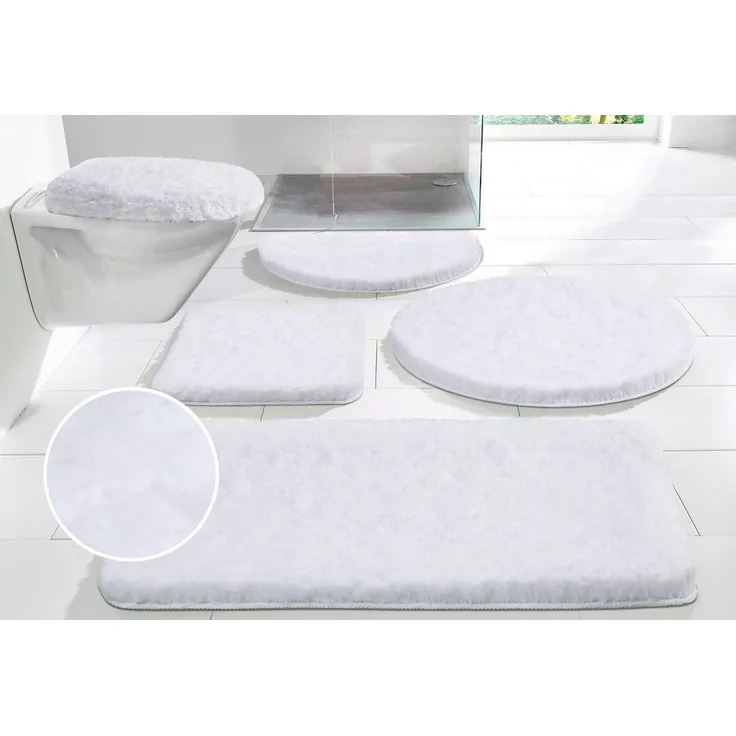 OTTO home Badematte Micro exclusiv, Badvorleger, Badezimmer Teppich, Höhe 55 mm, rutschhemmend beschichtet, schnell trocknend, strapazierfähig, fußbodenheizungsgeeignet, Polyester, halbrund, Badteppich, Badematten auch als 3 teiliges Set & rund erhältlich
