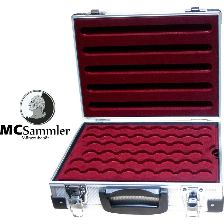 MC. Sammler Aufbewahrungsbox MC. Sammler Alu Münzkoffer inkl 5 Münztableaus verschiedene Varianten, 230 Fächer - 31mm Ø – Bild 2
