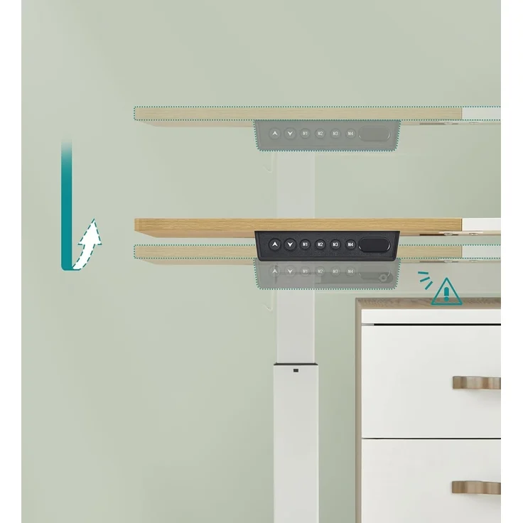 Songmics Höhenverstellbarer Schreibtisch elektrisch, 70x160 x (72-120) cm, stufenlos verstellbar, gespleißte Platte, Memory-Funktion mit 4 Höhen, pastellgelb-basisweiß LSD026N01 – Bild 2