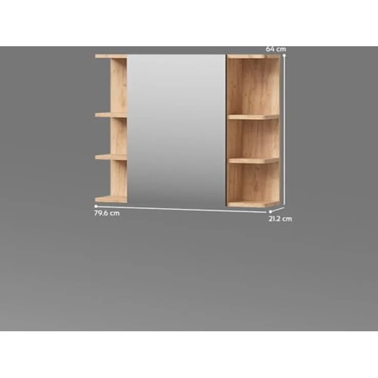 Livinity® Badezimmerspiegelschrank Fucino, Goldkraft Eiche/Anthrazit, 79.6 x 64 cm (1-St) – Bild 3