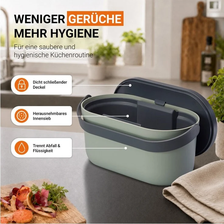 GARANTIA Biomülleimer NOVA Biomülleimer 5 Liter agave / graphite grey – Bild 4