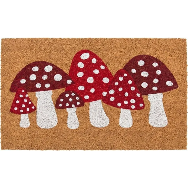 Clayre & Eef Fußmatte Fußmatte FLIEGENPILZE natur rot weiß mit Pilzen Türmatte 75x45cm MC297, rechteckig – Bild 1
