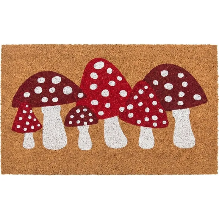Clayre & Eef Fußmatte Fußmatte FLIEGENPILZE natur rot weiß mit Pilzen Türmatte 75x45cm MC297, rechteckig