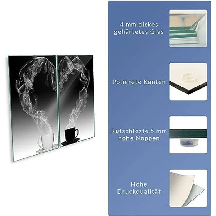 Decorwelt Herd-Abdeckplatte Kaffee, (2 tlg, 1/2 Teilig), Für alle Herdarten excl. Gasherde – Bild 9