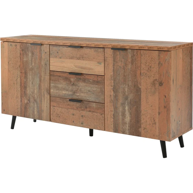 ZUBALIYA Kommode 140x35x70 cm, mit verstellbaren Einlegeböden, aus Spanplatte, Antikbraun – Bild 21