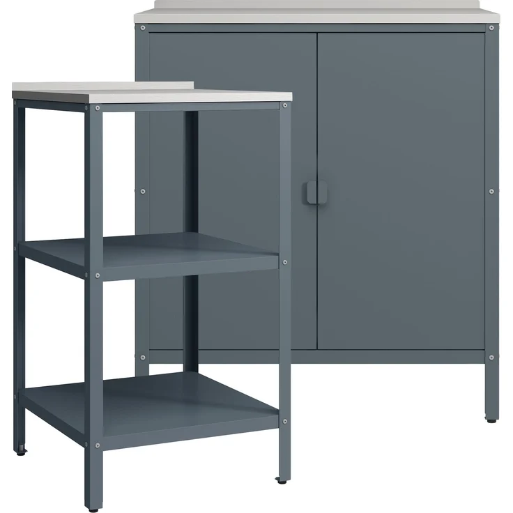 Outdoorset Bolognano Standregal und Schrank Dunkelgrau, matt [casa. pro] – Bild 2