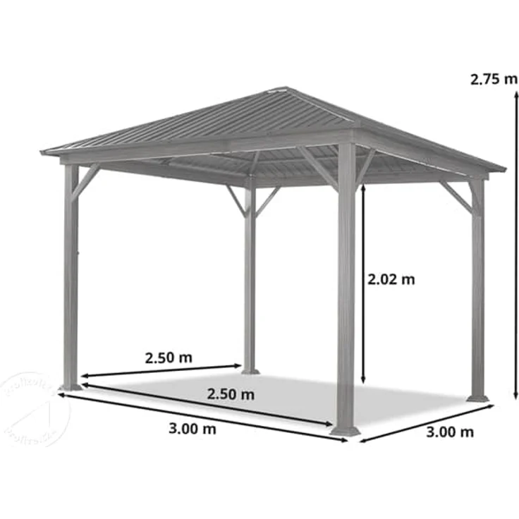 Gartenpavillon 3x3 m Holzoptik, Stahldach Hardtop 4 Seitenteile in champagner – Bild 9