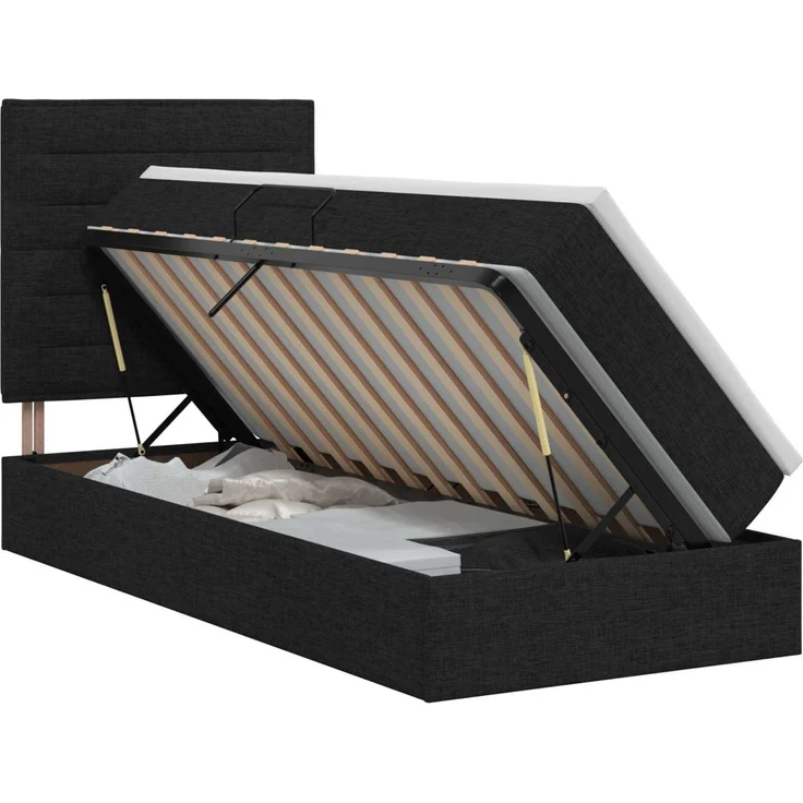 vidaXL Aufbewahrungsbett mit Matratze Schwarz 100 x 200 cm Stoff 3459422 – Bild 2