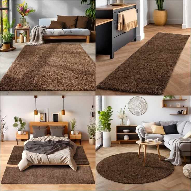 SIMPEX24 Teppich Unicolor - Einfarbig, Läufer, Höhe: 30 mm, Einfarbig Shaggy Teppich Wohnzimmer Langflor Versch. Farben und Größen – Bild 3