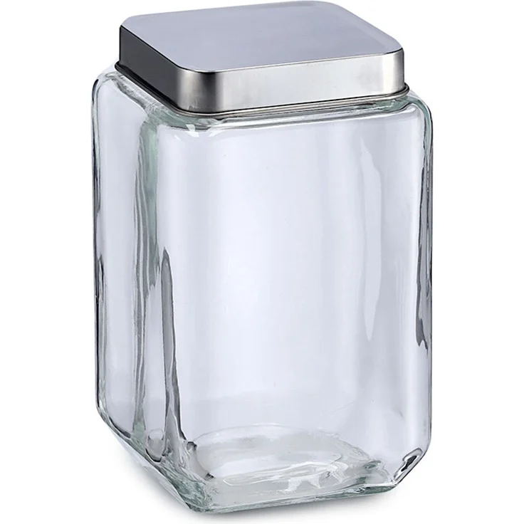 ZELLER 19908 Vorratsglas 1500 ml mit Edelstahldeckel, ca. 11 x 11 x 18 cm – Bild 1